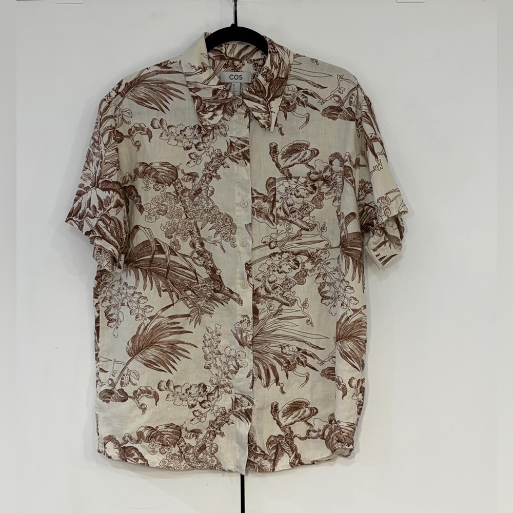 COS Men's Beige and Brown Botanical Shirt